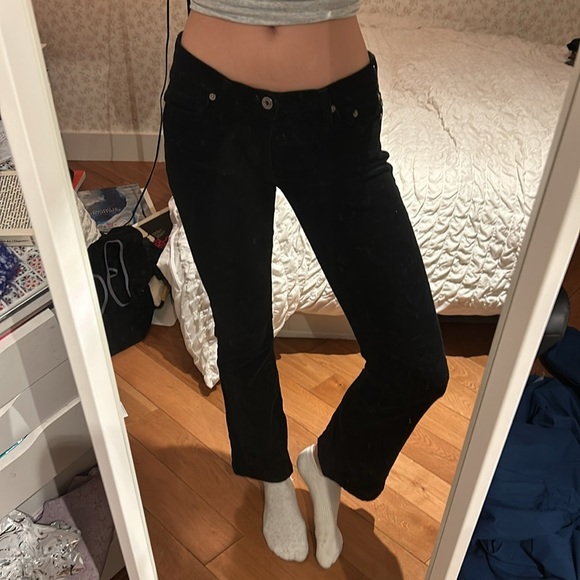 Low rise corduroy black bootcut pants - Picture 3 of 5